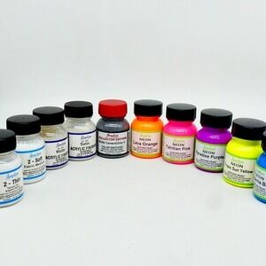 Angelus NEON Paint Lot 1oz Bottles All NEW Bahama Blue Tropic Sun Yellow
